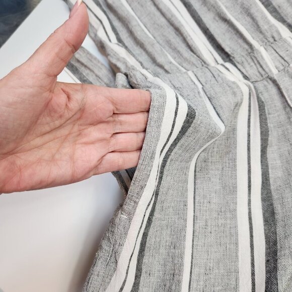 Cloth & Stone Striped Jumpsuit Wide Frayed Legs Open Back Linen Blend XS - Picture 12 of 16